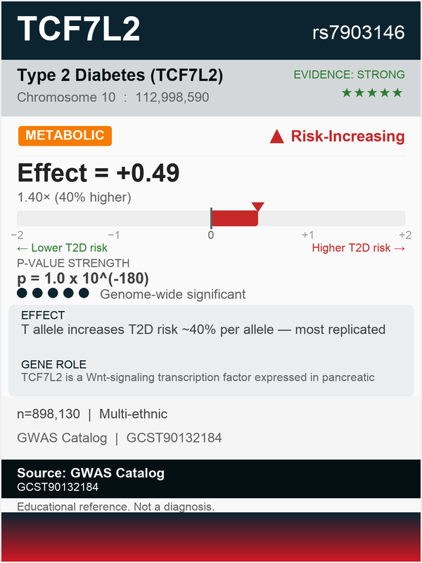 TCF7L2 type 2 diabetes risk (rs7903146)