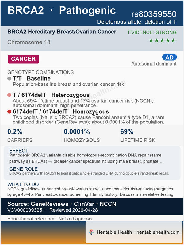 BRCA2 breast cancer 2 gene (rs80359550)