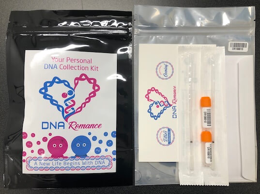 DNA testing kit with cheek swabs and collection tubes